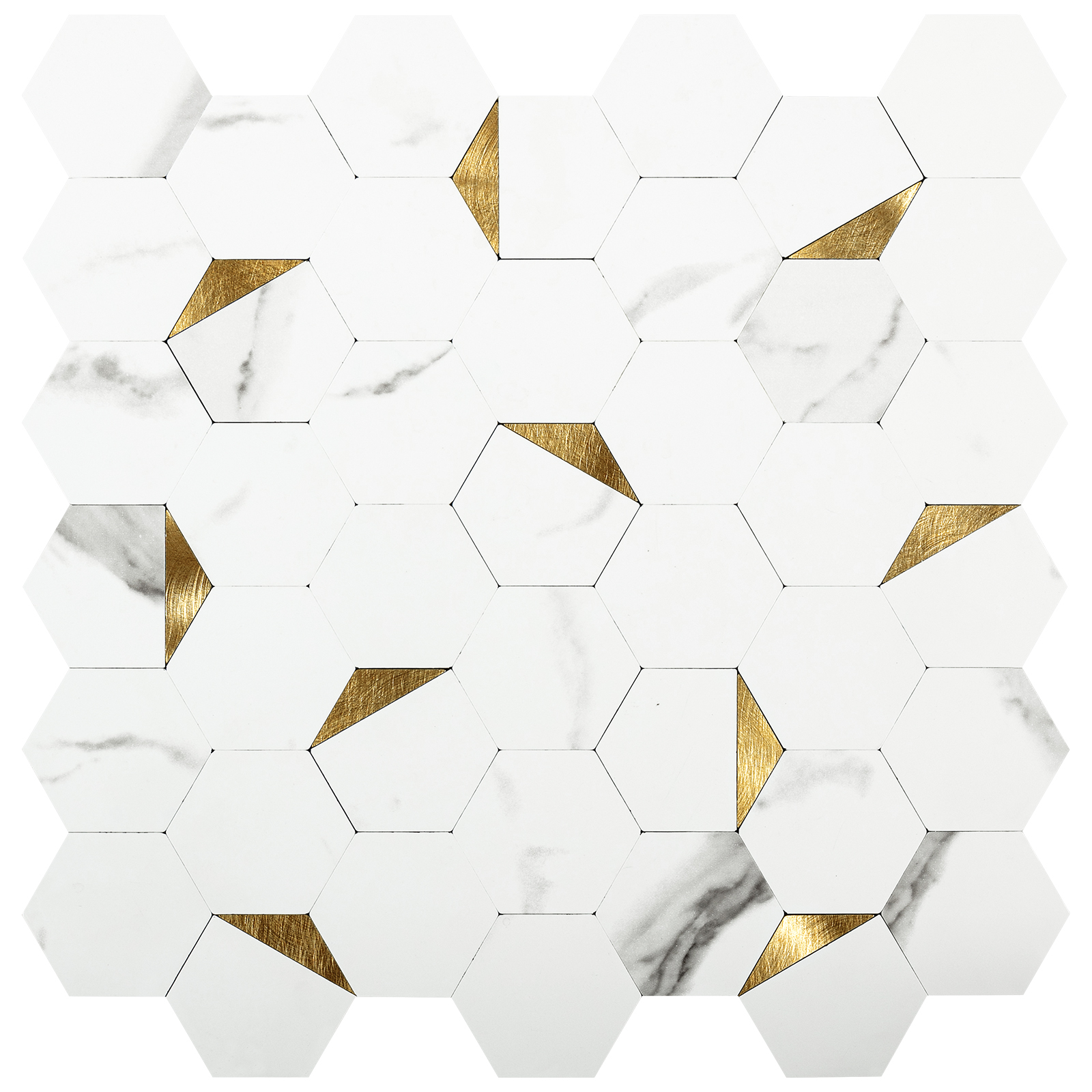 Hexagonal spelling white+gold